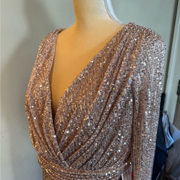 Stunning NWT MAC DUGGAL Sequined Long Sleeve Midi Dress Sz 14 - Picture 13 of 13